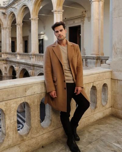 Brown Overcoat with Sweater